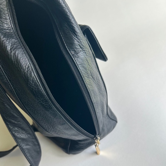 Charter Club Black Genuine Leather One Strap Backpack